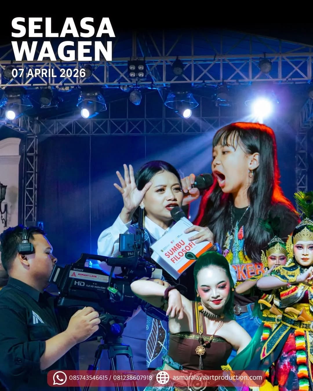 Selasa Wagen 
Acara yang di selenggarakan oleh @sumbufilosofi 
Acara seni dan budaya yang sanggat meriah 🔥
.
equipment: 
- Panggung
- Rigging
- Tenda & Kursi 
- Sound Sistem
- Lighting
- Live Streaming
- Genset 
.
Terima kasih @sumbufilosofi 🙏🏻
See you next Selasa Wagen